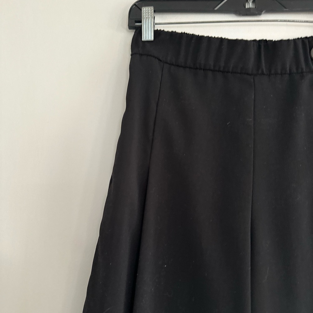 Zara Sz: M  Black Wide Leg Cropped Pull On Sailor Pant Large Button Accent - Picture 9 of 12